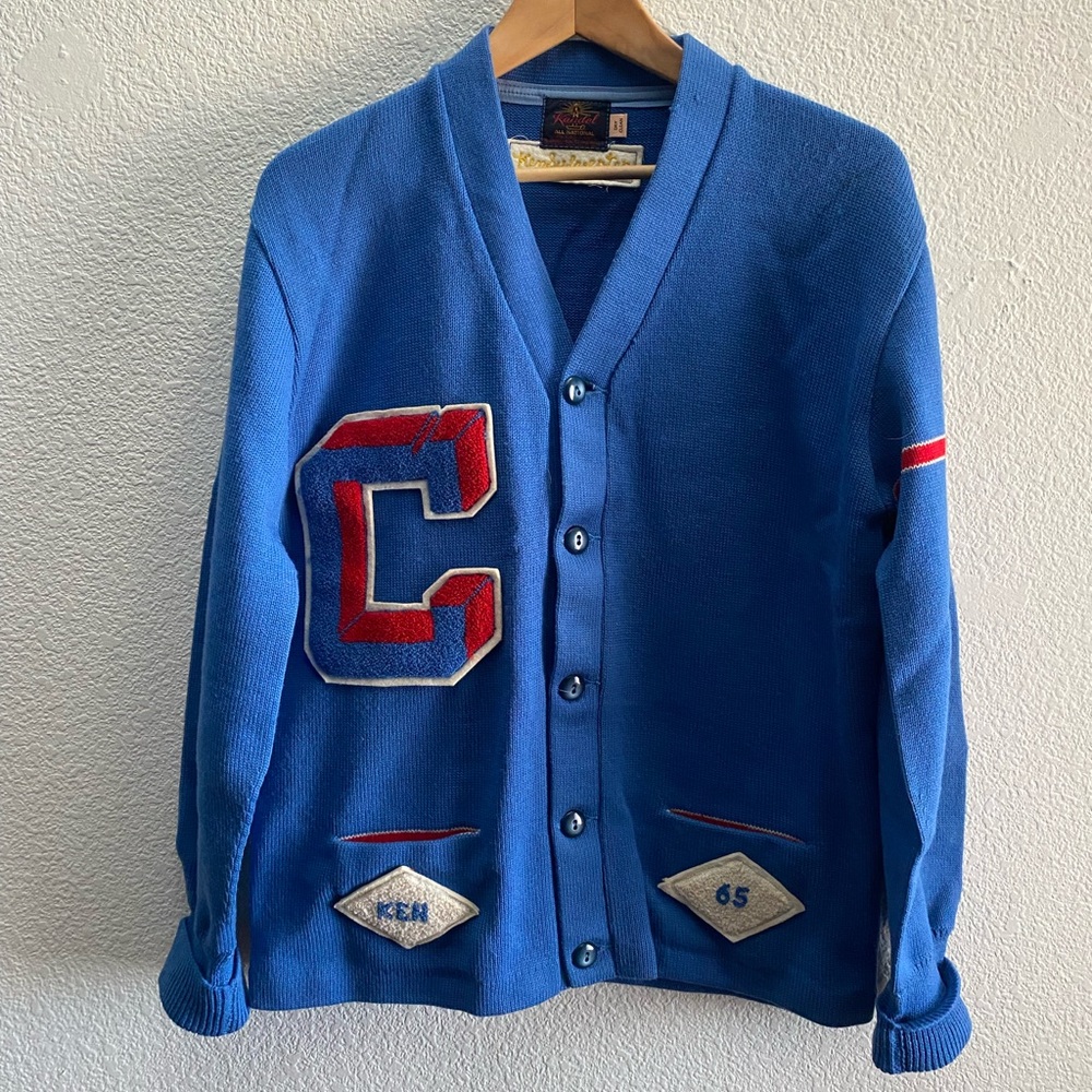 VTG 1965 60s Kandel Varsity High School Cardigan Sweater Jacket Men's M / L Wool